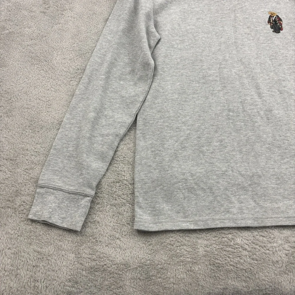 Polo Ralph Lauren PolBear Waffle Knit Thermal Shirt Mens M Gray Sleepwear Preppy